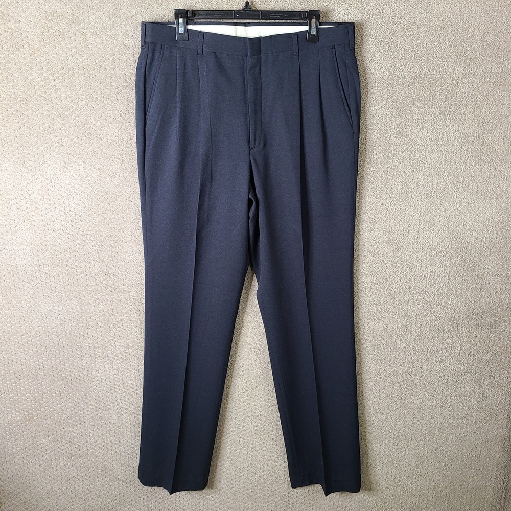 Botany 500 Pants Mens 36x34 Blue‎ Worsted Wool Blend Pleated Trouser Slacks